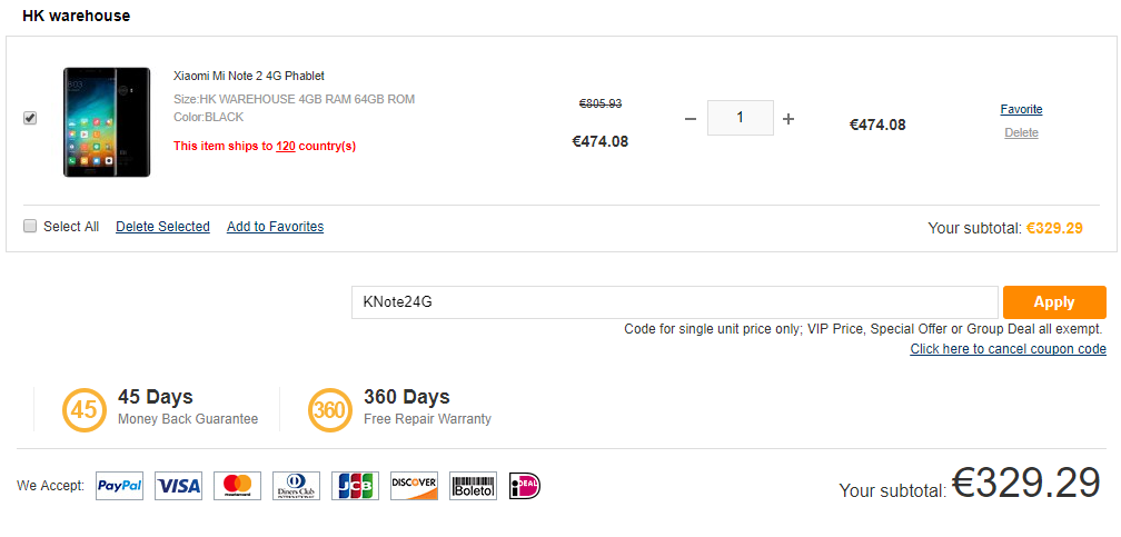 xiaomi mi note 2 kupon