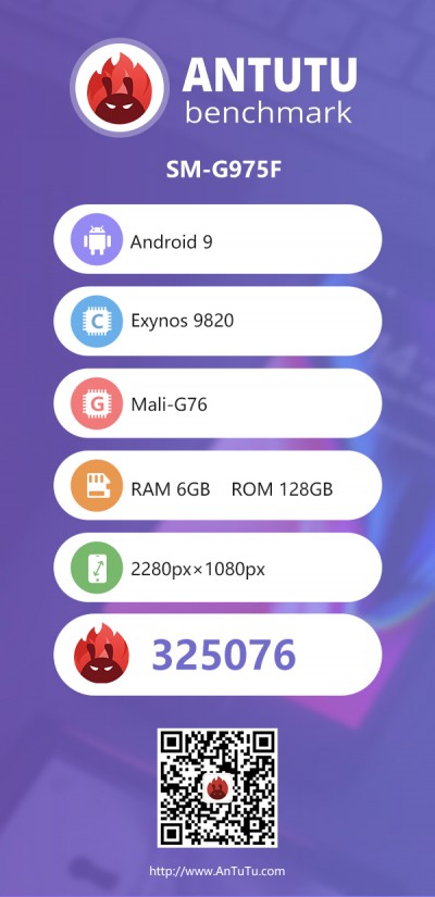 Samsung Galaxy S10 v AnTuTu