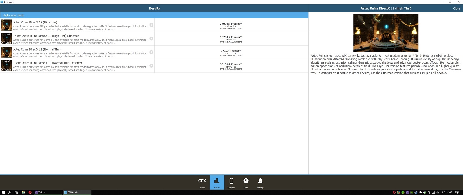 GeForce RTX 2070 v GFXBench