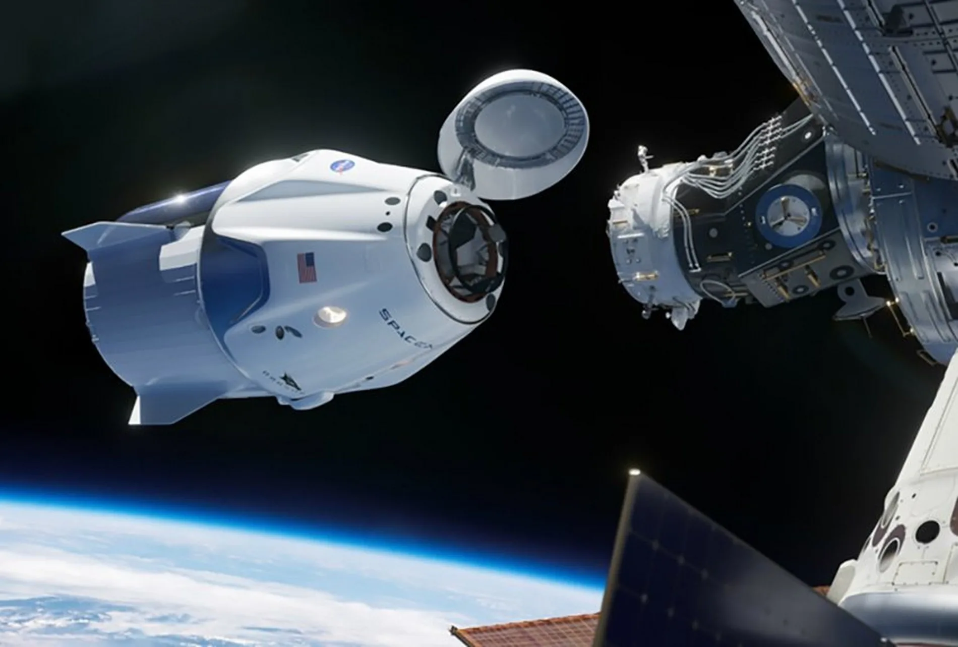 video nasa spacex iss crew dragon autonomne zakotvila vesmirna lod jpg