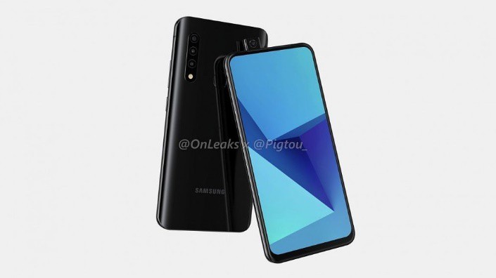 هاتف ذكي غامض من Samsung يطرحه على الشاشة. يقدم كاميرا سيلفي قابلة للسحب