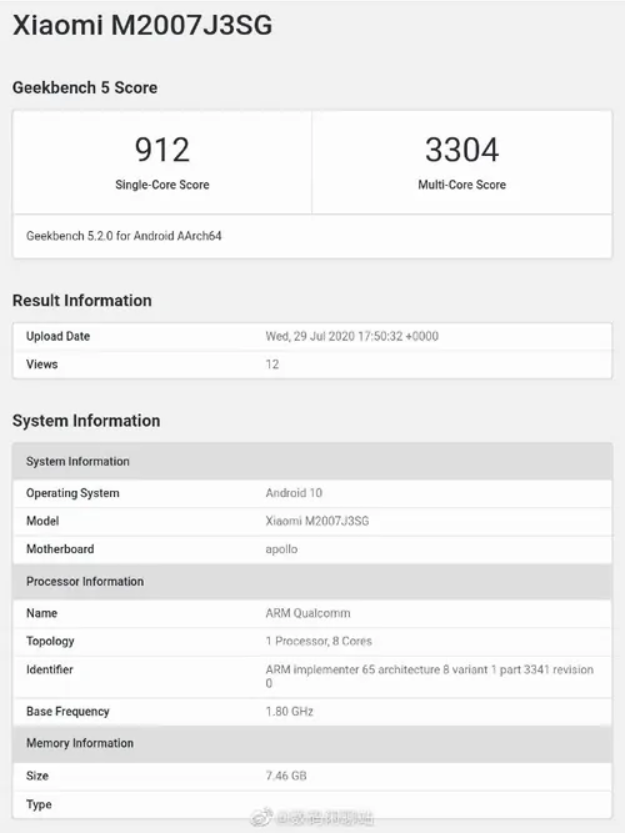 xiaomi smartfon geekbench