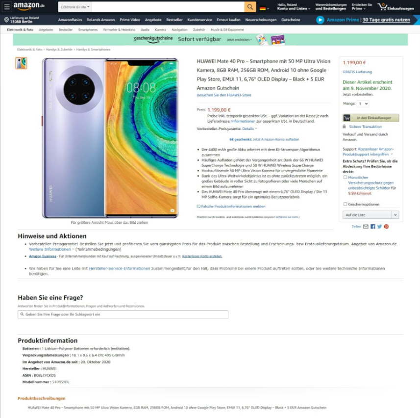 mate 40 amazon de