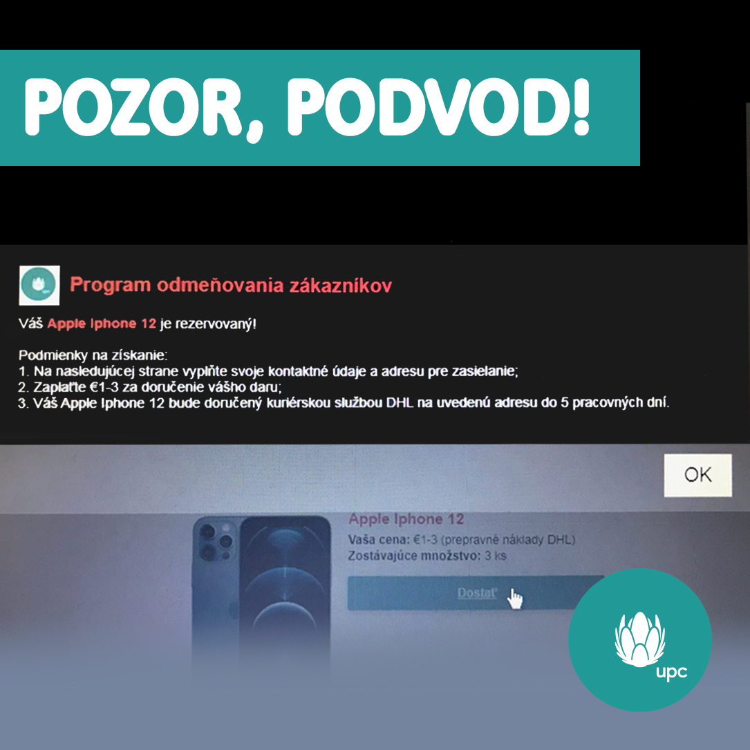 UPC upozorňuje na podvod.