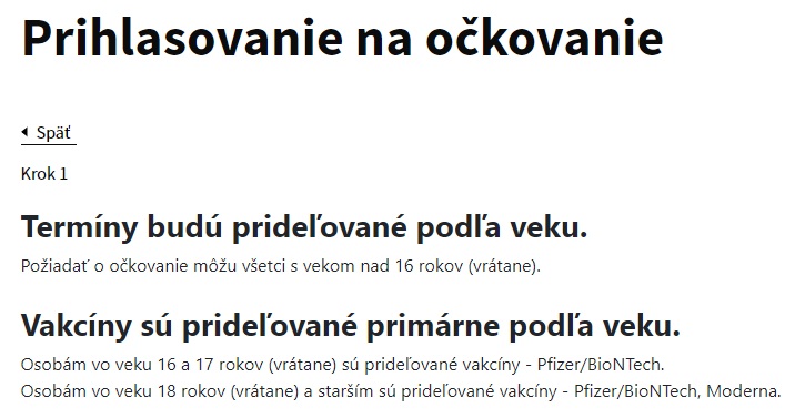 Nahlasovanie na očkovanie je spustené aj pre mladších ľudí.