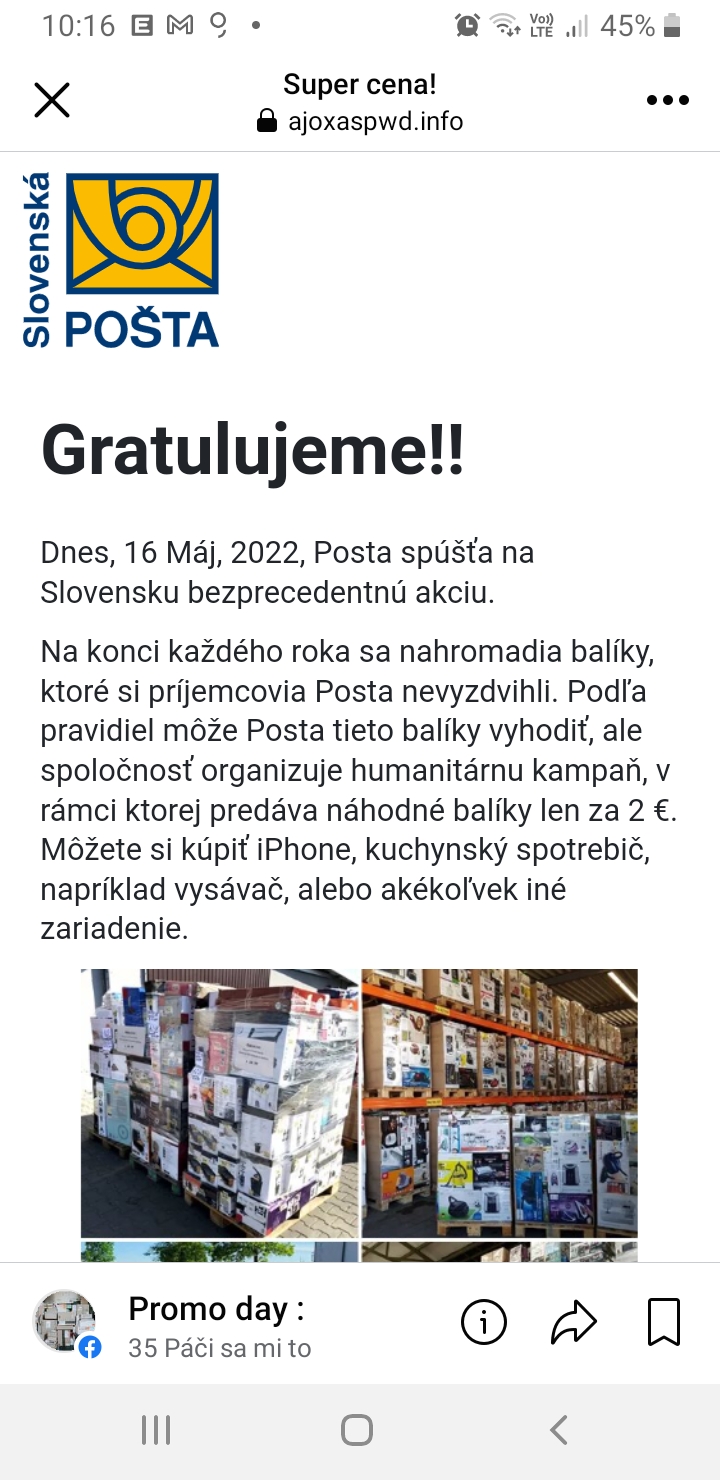 Podvod Humanitarna pomoc nedorucene zasielky