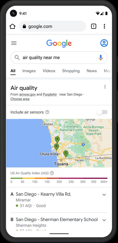 google maps aqi