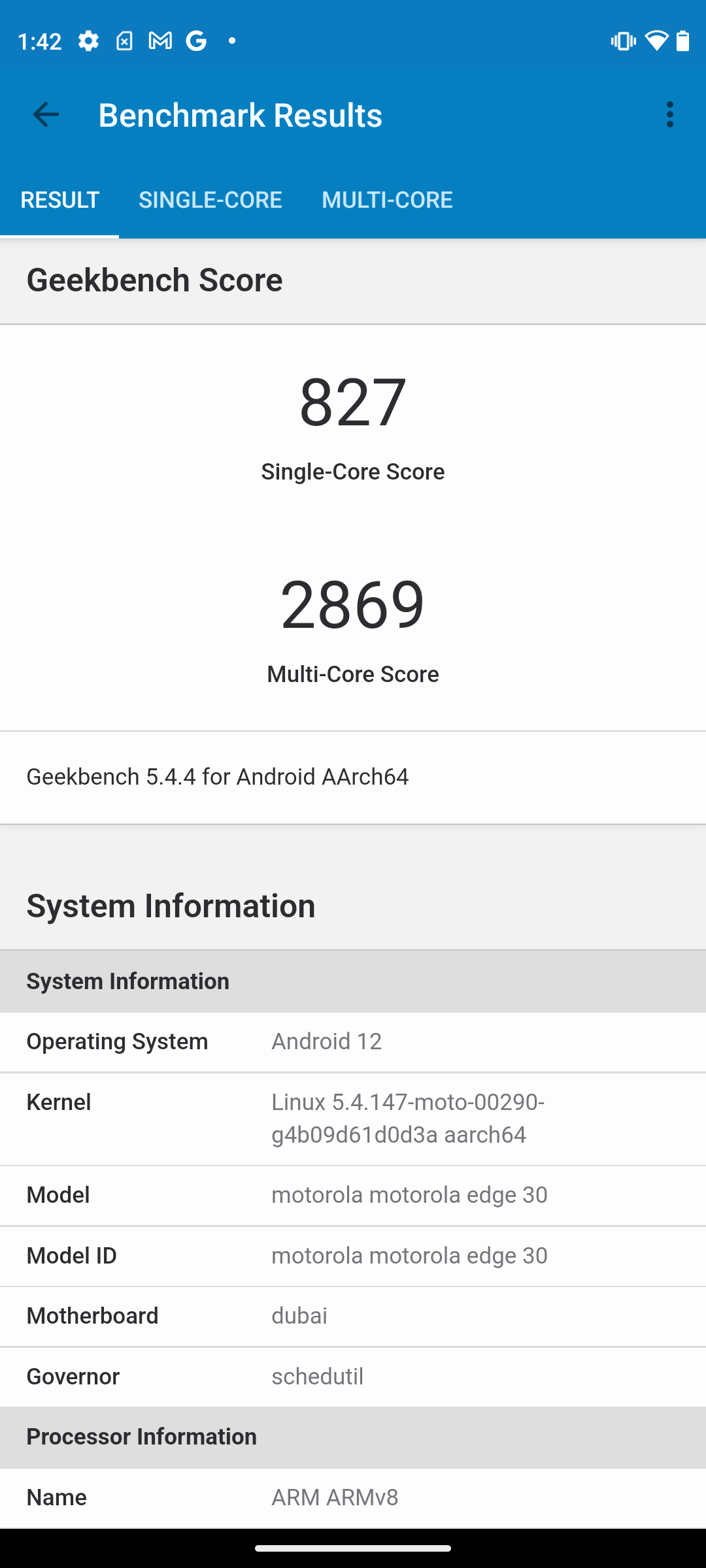 edge 30 geekbench