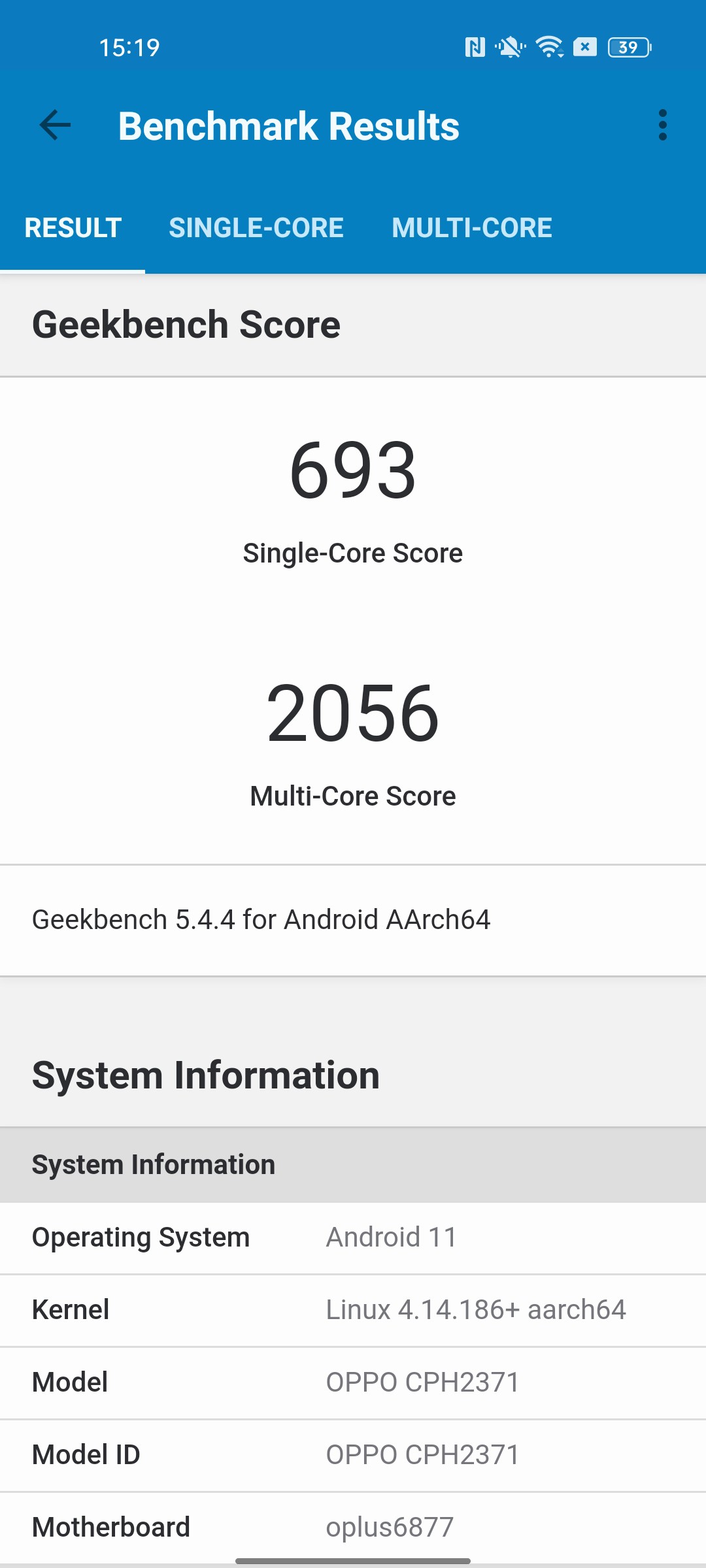 oppo reno 7 geekbench