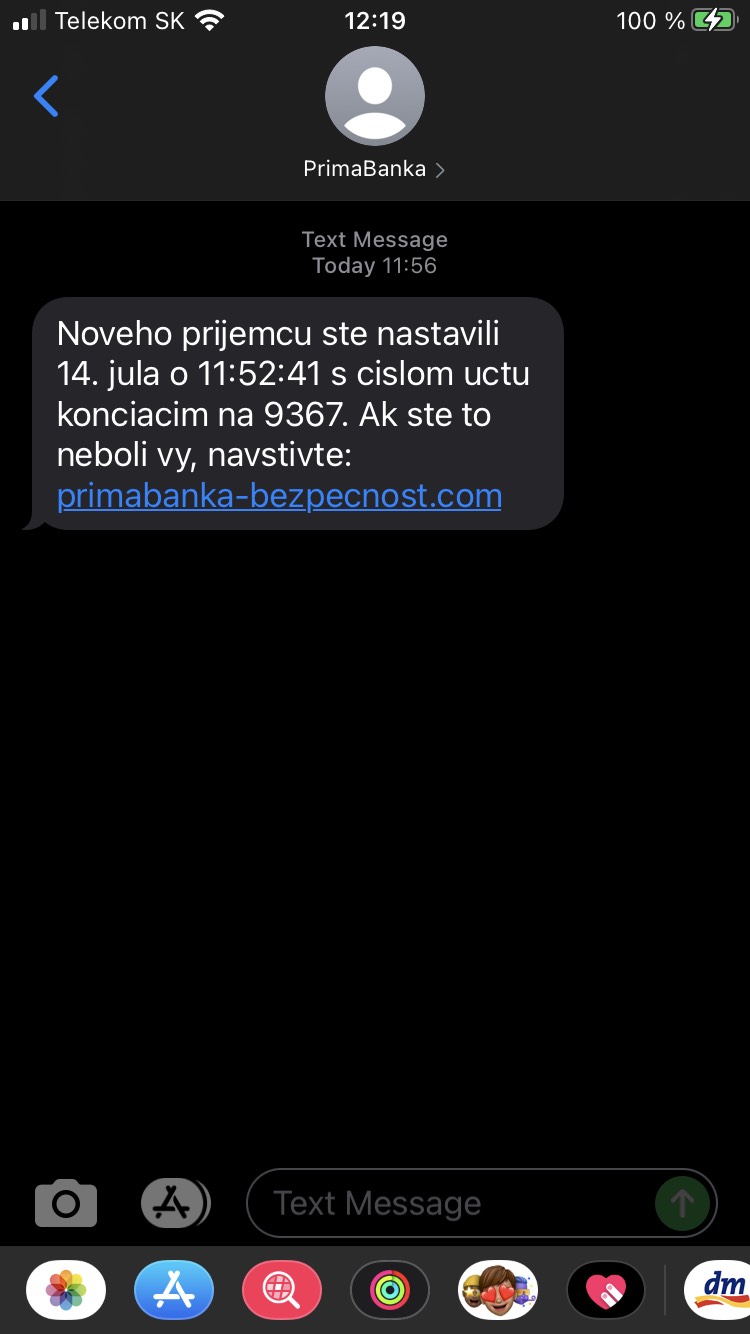 sms prima banka podvod