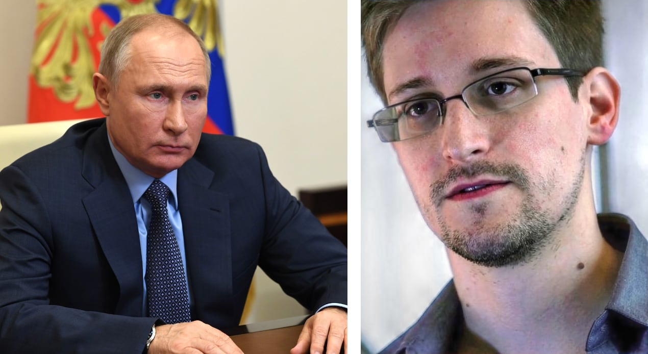 Vladimir Putin a Edward Snowden