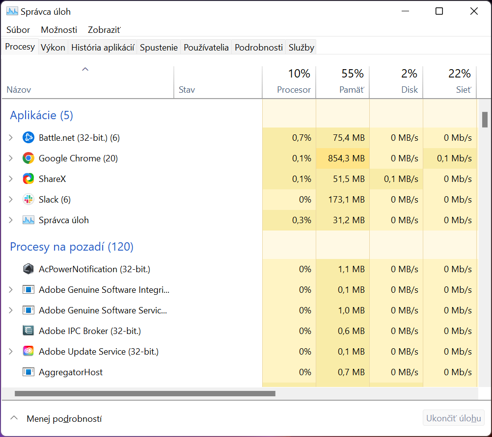 Windows 11 - správca úloh