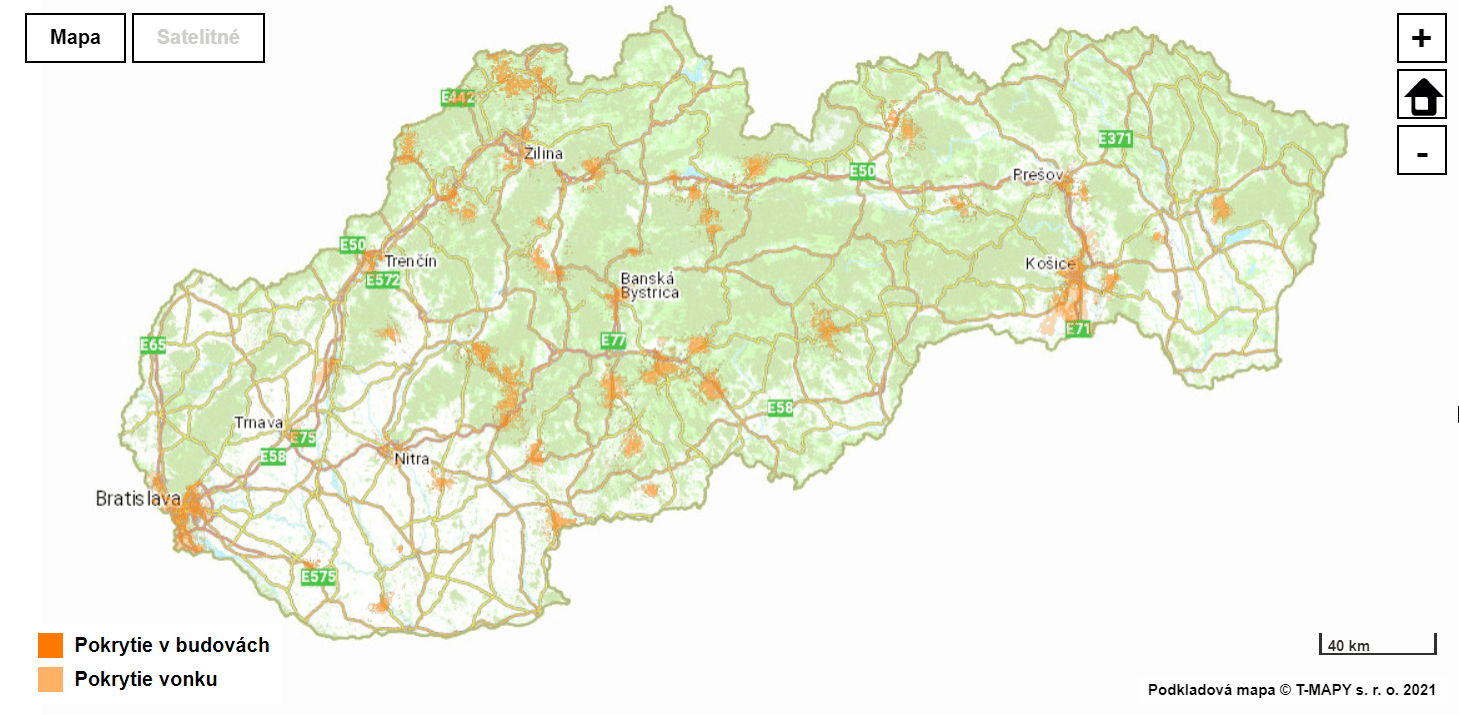 Orange - mapa pokrytia 5G