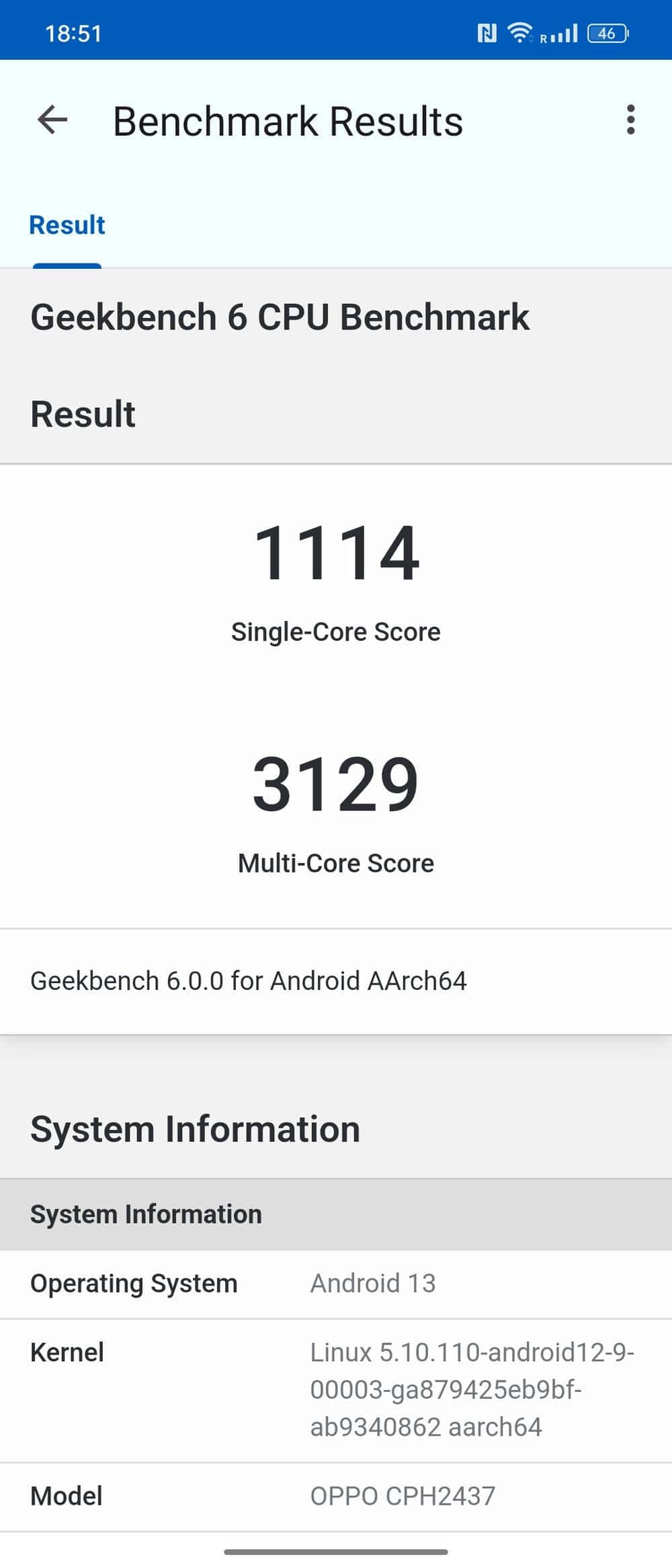 Oppo Find N2 Flip - Geekbench 6