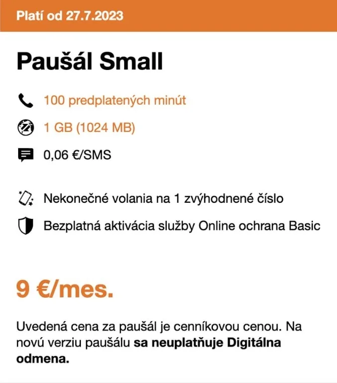 Orange Paušál Small