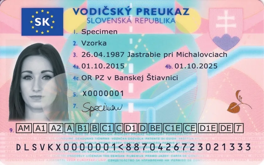 Vodičský preukaz (predná strana)