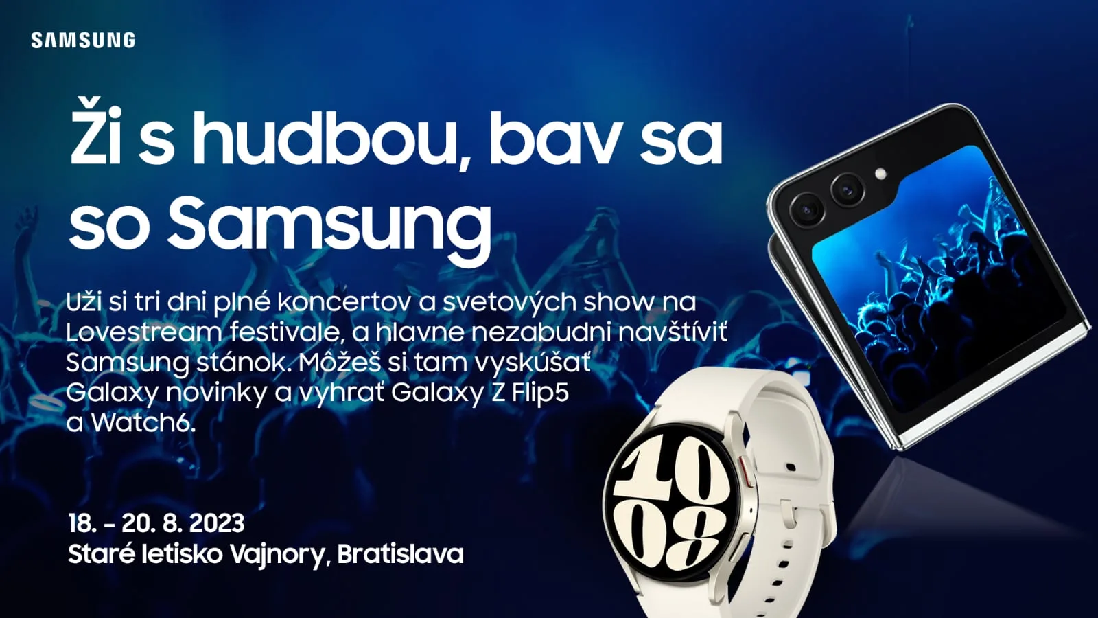 Na Lovestream môžeš vyhrať Galaxy Z Flip5 a hodinky Galaxy Watch6