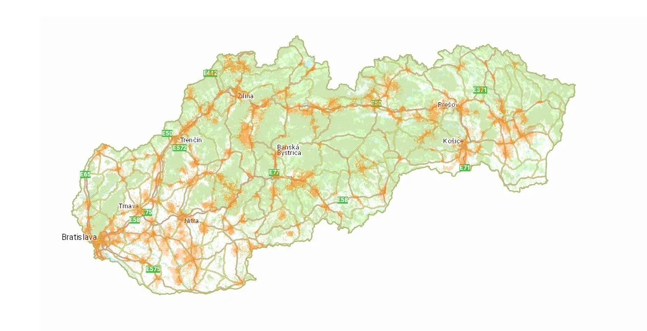 Orange - mapa pokrytia 5G (október)