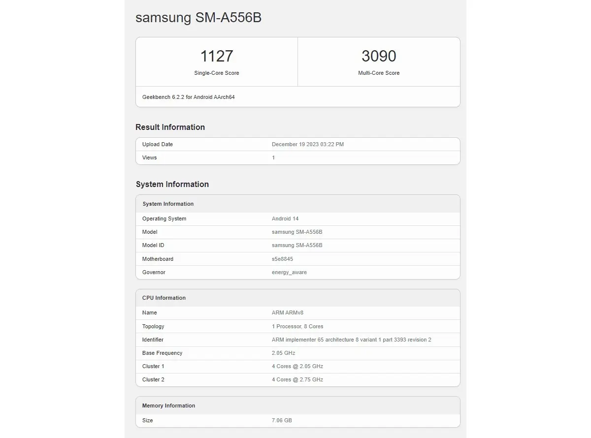 galaxy a55 geekbench