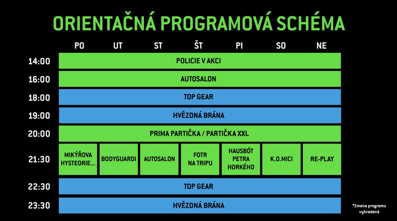 Orientačná programová schéma Prima Cool SK