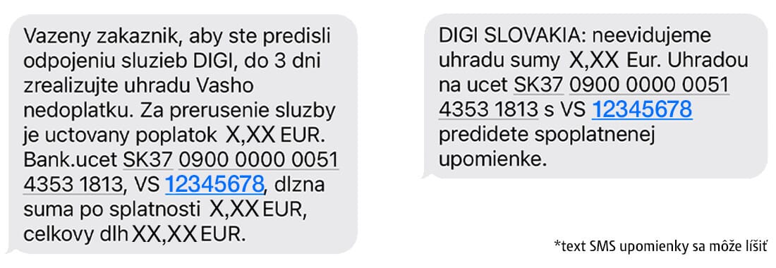 DIGI SLOVAKIA - oficiálna SMS správa