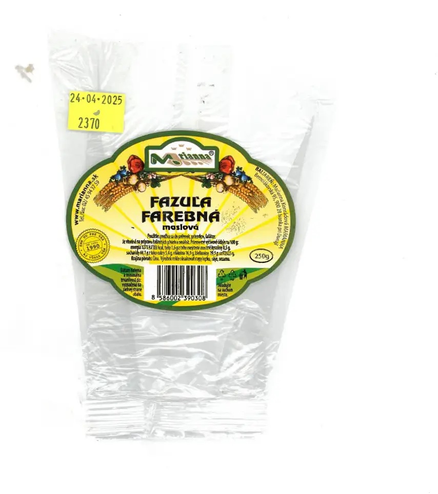 fazuľa, nevyhovujúci výrobok