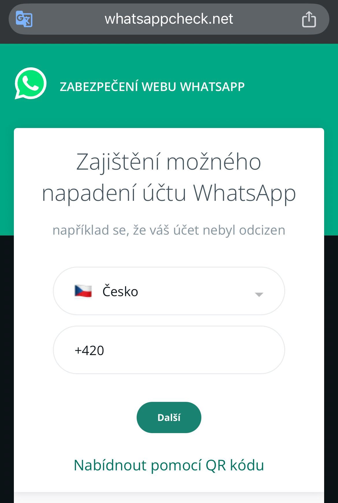 podvod, WhatsApp, ČR