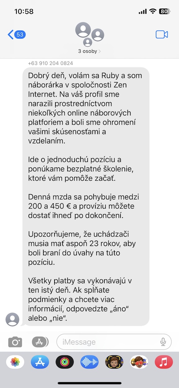 podvodné SMS správy