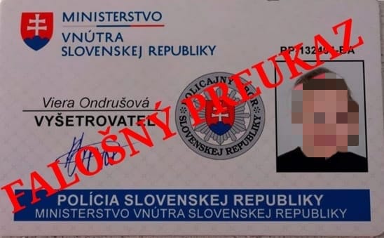 podvodníci, falošný preukaz vyšetrovateľa