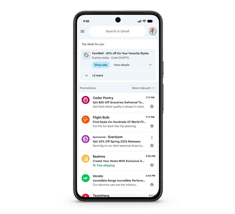 Gmail, nové zobrazenie