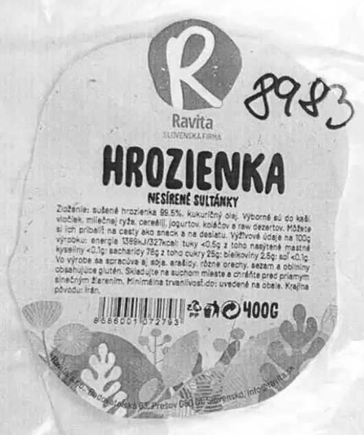 sťahujú nebezpečnú potravinu - hrozienka