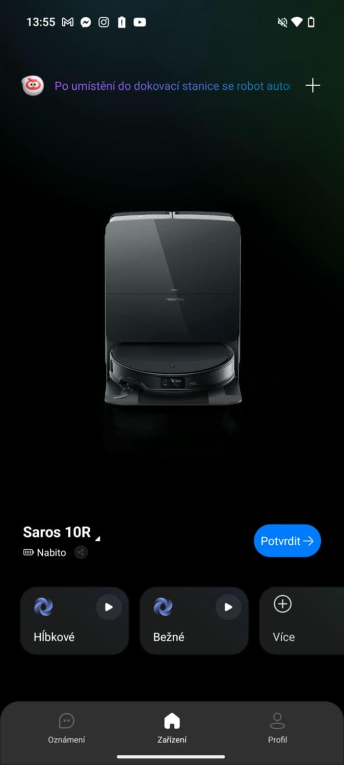 Roborock Saros 10R - aplikácia