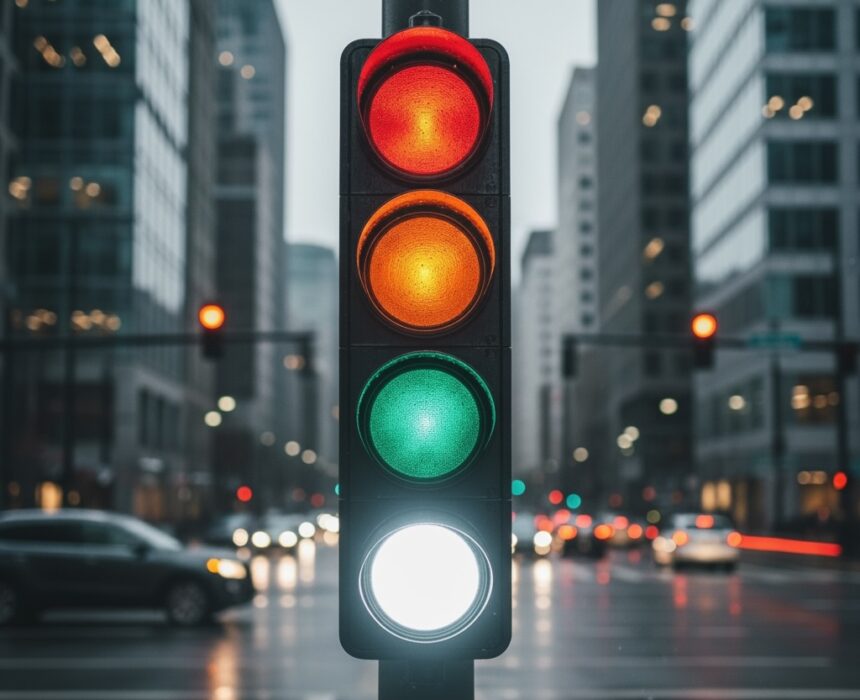 semafory, štyri farby