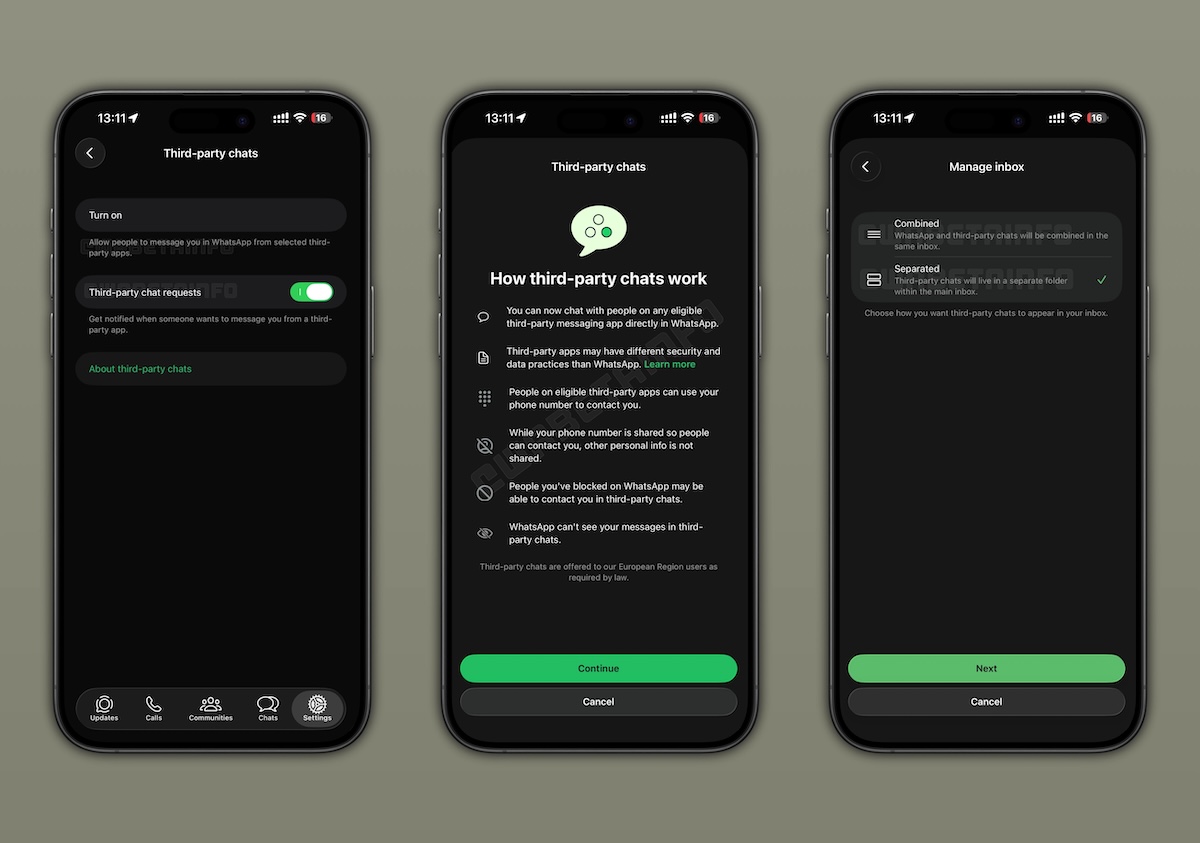 WhatsApp, chaty tretích strán