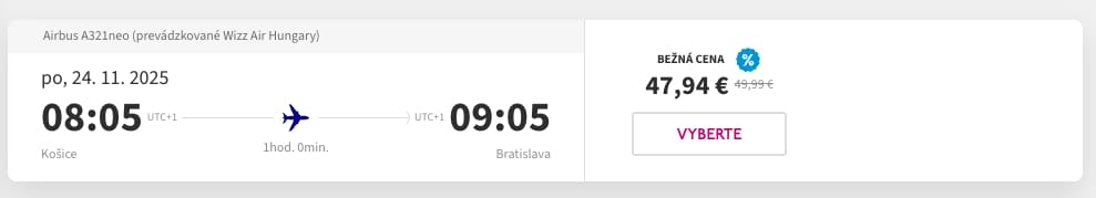 Wizz Air, Bratislava - Košice