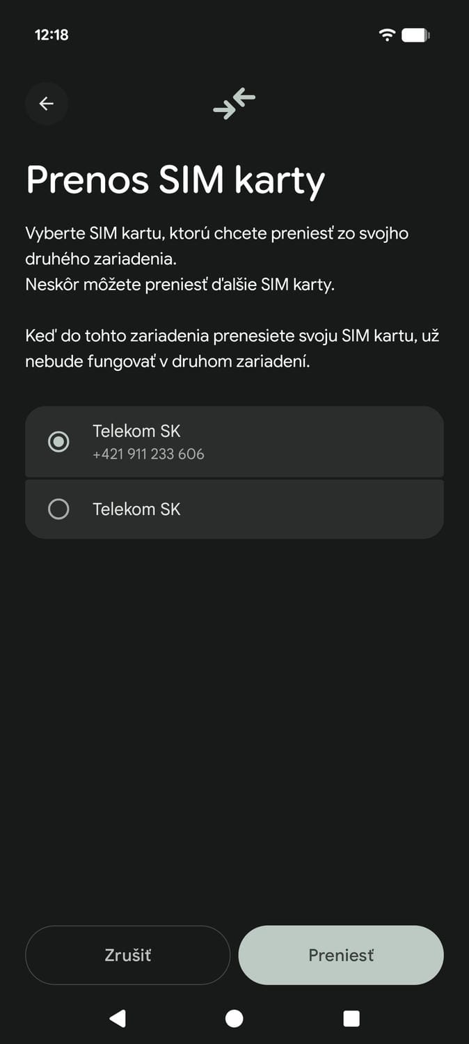 Prenos eSIM v rámci Google Pixel
