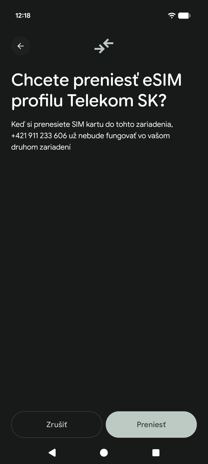 Prenos eSIM v rámci Google Pixel