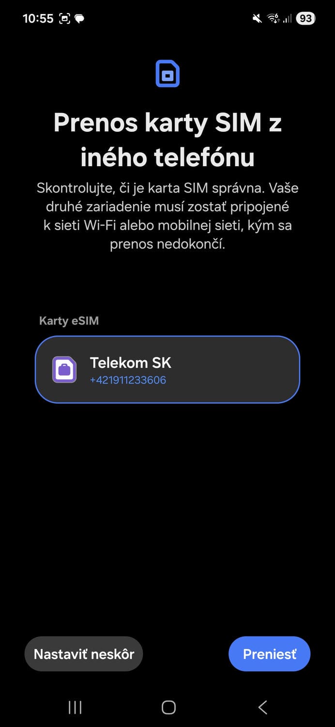 Prenos eSIM v rámci Samsung Galaxy