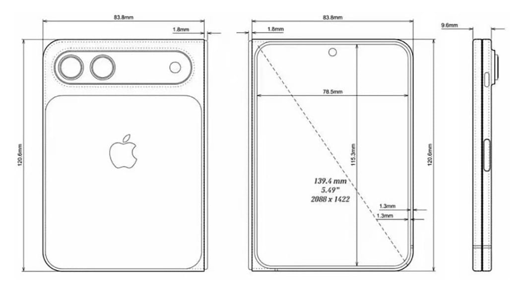 iPhone Fold, nákres