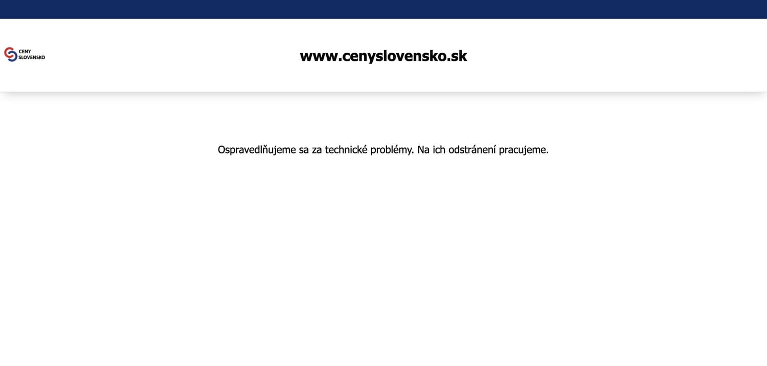 štátny porovnávač cien potravín nefunguje