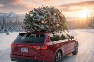 vianočný stromček, prevoz autom