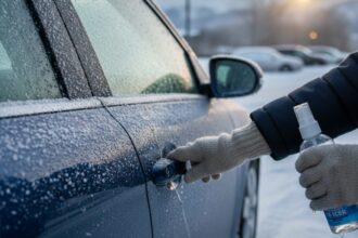 zamrznuté dvere na aute