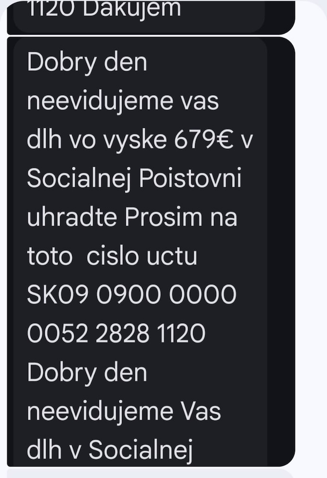 podvod, SMS, Sociálna poisťovňa