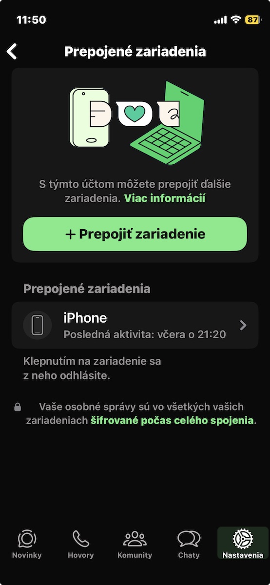WhatsApp, prepojené zariadenia