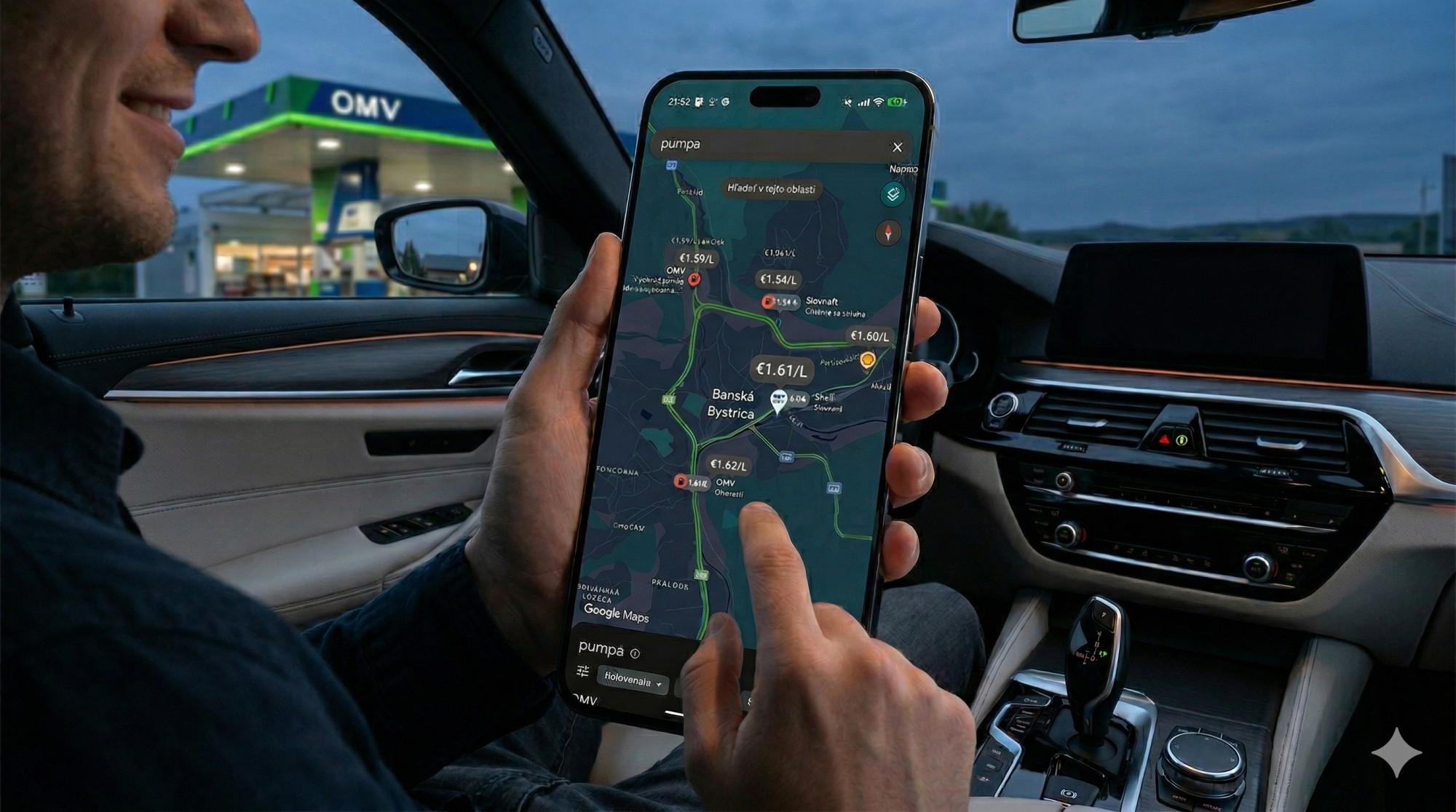 Google mapy, benzín, nafta