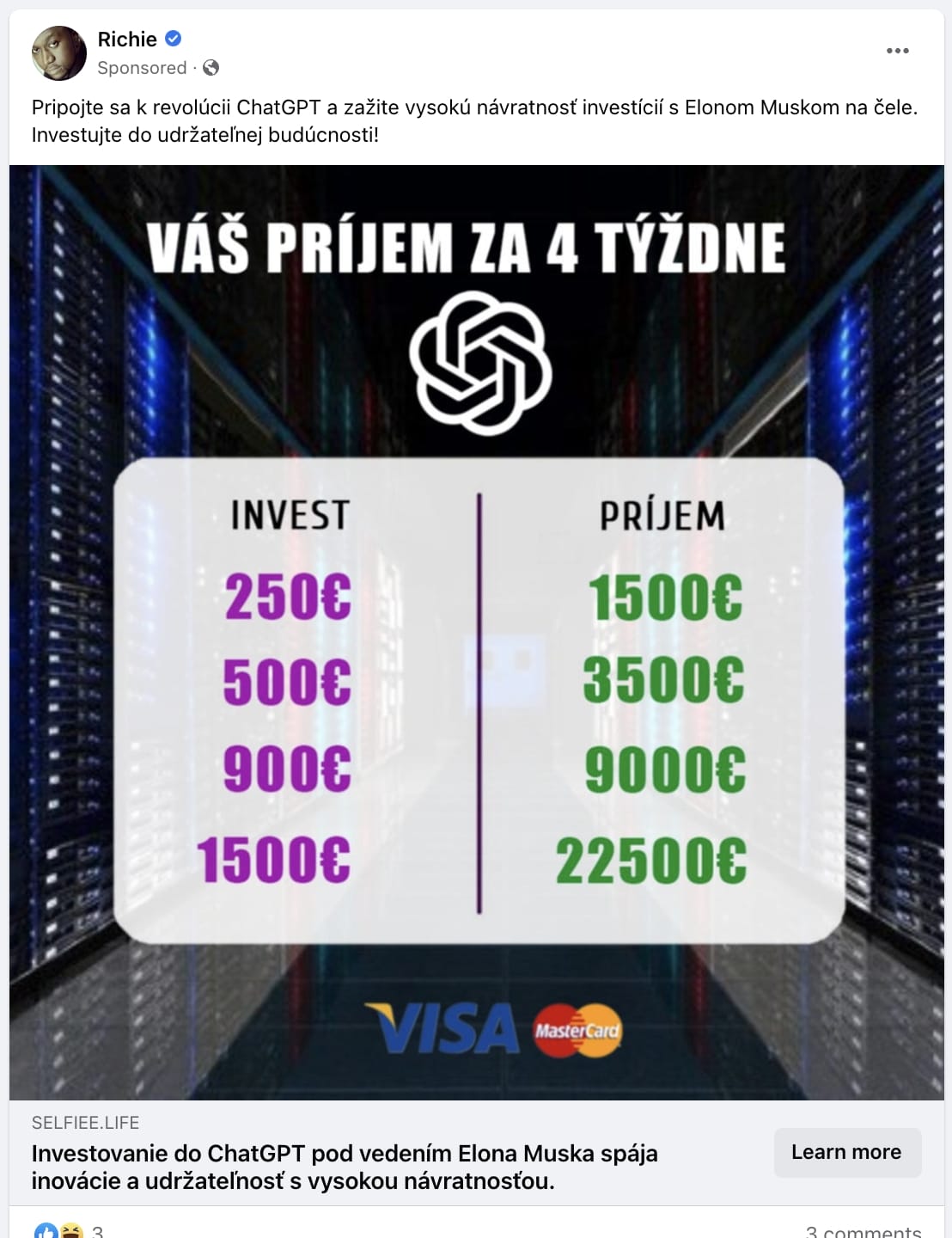 Príklad investičného podvodu