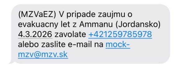 Chybná SMS správa rezortu zahraničia