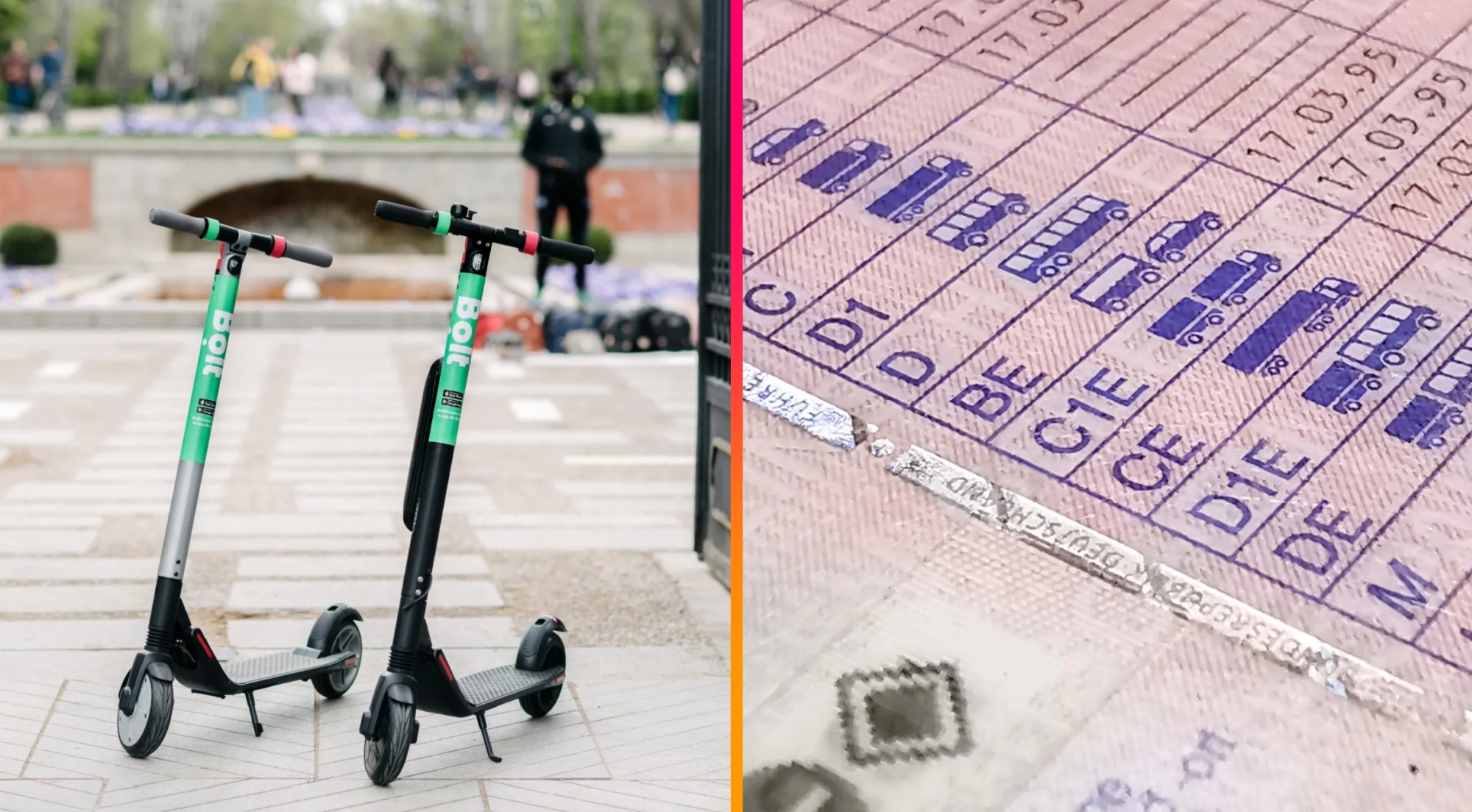 Bolt kolobežky, vodičský preukaz