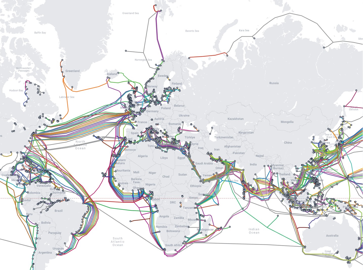 Mapa podmorských káblov