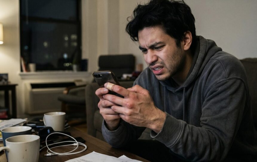 scrollovanie, smartfón, gestá